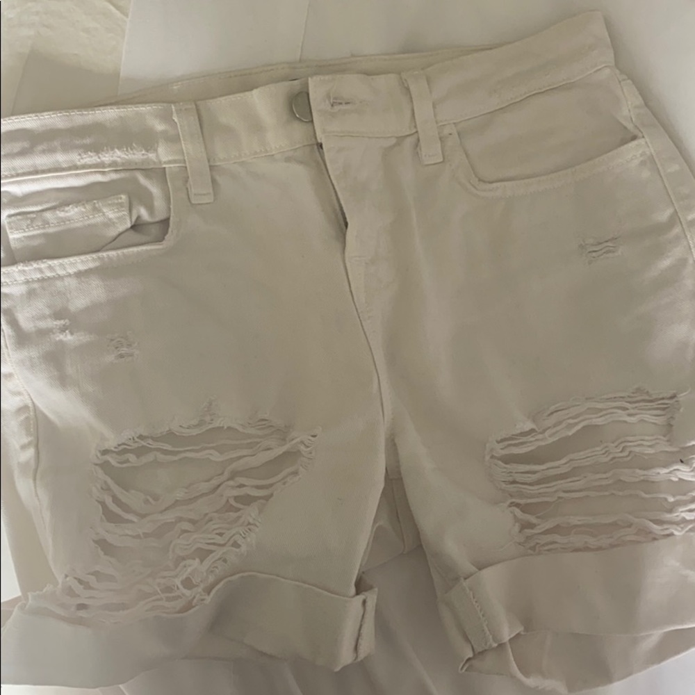 White jbrand distressed boyfriend shorts